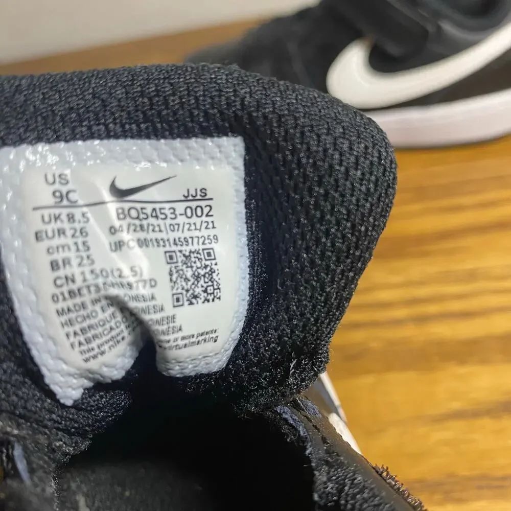 Nike Court Borough Low (TDV) Black/White Sneakers BQ5453-002 Toddler Size 9C